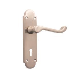 Oakley Lock Lever Handle Satin Nickel