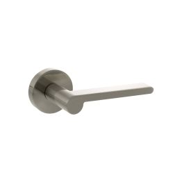Senza Pari Darrio Lever Door Handle on Round Rose - Satin Nickel