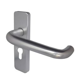 19mm Round Bar Door Handle on Euro Profile Lockplate Satin Anodised Aluminium - By Frelan Hardware - J4675B
