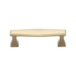 Heritage Brass Cabinet Pull Deco Design 96mm CTC Satin Brass Finish