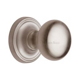 Heritage Brass Mortice Knob on Rose Hampstead Design Satin Nickel finish