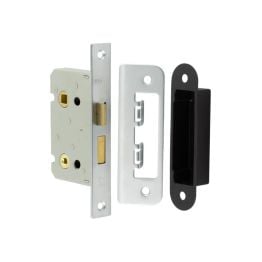 Jedo Kontrax Bathroom locks with Square Forend & Radiused Strike Plate 65mm Satin Nickel - By Frelan Hardware - JL450SN