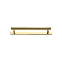 Heritage Brass Cabinet Pull Knurled Design with Plate 96mm CTC Polished Brass Finish