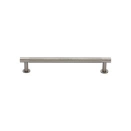Heritage Brass Cabinet Pull Partial Knurled Design with 16mm Rose 128mm CTC Satin Nickel finish