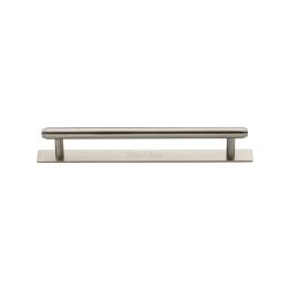 Heritage Brass Cabinet Pull Step Design with Plate 128mm CTC Satin Nickel Finish