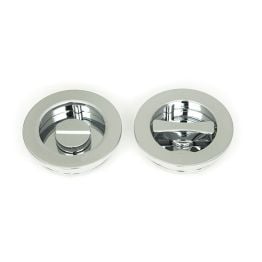 Polished Chrome 60mm Plain Round Pull - Privacy Set