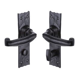 The Tudor Door Handle for Bathroom Wellington Design Black Iron