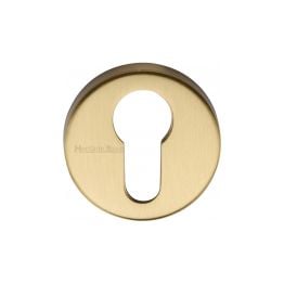 Heritage Brass Euro Profile Cylinder Escutcheon Satin Brass Finish