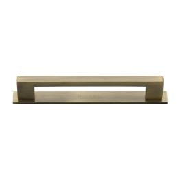 Heritage Brass Cabinet Pull Metro Design with Plate 160mm CTC Antique Brass Finish