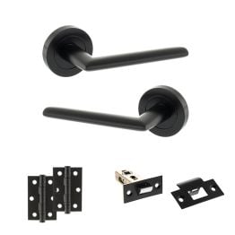 STATUS Alabama Door Handle Pack (Latch Set - 2.5" Latch, 3" Hinges x2) - Matt Black