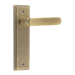 Kensington Door Handle Latch Backplate Antique Brass - By Frelan Hardware - BUR25KIT8