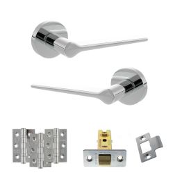 Senza Pari Laviano Door Handle Pack (Latch Set - 2.5" CE Latch, 3" Fire Rated Hinges x3) - Polished Chrome
