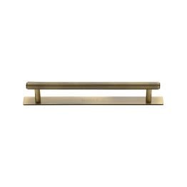 Heritage Brass Cabinet Pull Knurled Design with Plate 128mm CTC Antique Brass Finish