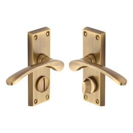 Heritage Brass Door Handle for Privacy Set Sophia Short Design Antique Brass finish