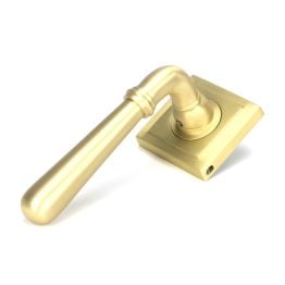 Satin Brass Newbury Lever on Rose Set (Square)