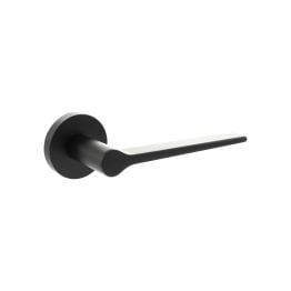 Senza Pari Laviano Lever Door Handle on Minimal Round Rose - Matt Black