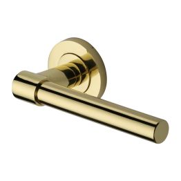 Heritage Brass Door Handle Lever on Rose Phoenix Design Polished Brass Finish