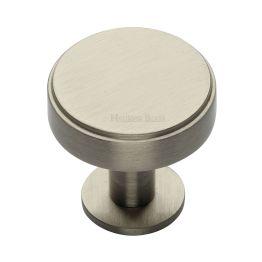 Heritage Brass Cabinet Knob Stepped Disc Design with Rose 38mm Satin Nickel finish
