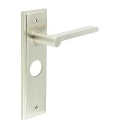 Fitzrovia Door Handle Bathroom Backplate Satin Nickel - By Frelan Hardware - BUR15KIT322