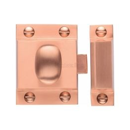 Heritage Brass Cupboard Latch with Oval Turn Satin Rose Gold Finish