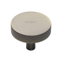 Heritage Brass Cabinet Knob Knurled Disc Design 38mm Antique Brass finish