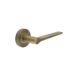 Knightsbridge Door Handle on Plain Rose Antique Brass - By Frelan Hardware - BUR20KIT1