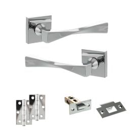 Senza Pari Guido Door Handle Pack (Latch Set - 2.5" Latch, 3" Hinges x2) - Polished Chrome