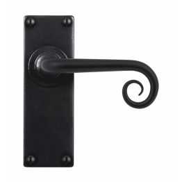 Curl Lever Handle on Backplate (Latch/Passage) - Flat Black