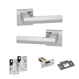 Senza Pari Davoli Door Handle Pack (Latch Set - 2.5" Latch, 3" Hinges x2) - Polished Chrome