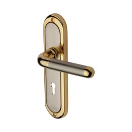 Heritage Brass Door Handle Lever Lock Vienna Design Jupiter finish