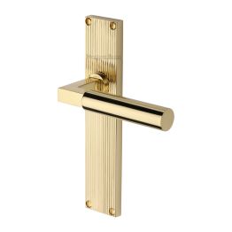 Heritage Brass Bauhaus Reeded Lever Latch Polished Brass finishUK Design Registration Number 6234526