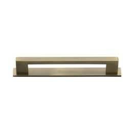 Heritage Brass Cabinet Pull Metro Design with Plate 128mm CTC Antique Brass Finish