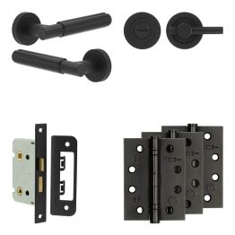 Complete Bloom Door Handle Pack - Bathroom - Black - By Frelan Hardware - JE-B5A1-MB