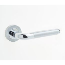 Twin Door Handle on Rose Polished Chrome/Satin Chrome - By Frelan Hardware - JV430PCSC