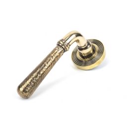 Aged Brass Hammered Newbury Lever on Rose Set (Beehive)