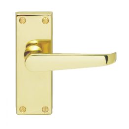 Contract Victorian Lever On Latch Backplate - Polished Brass