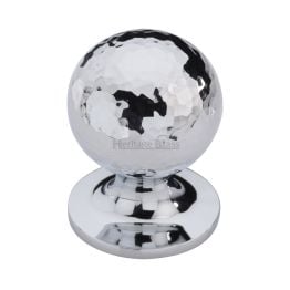 Heritage Brass Cabinet Knob Ball Hammered Design 32mm Polished Chrome finish