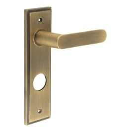 Kensington Door Handle Din Bathroom Backplate Antique Brass - By Frelan Hardware - BUR25KIT13