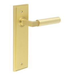 Westminster Door Handle Latch Backplate Satin Brass - By Frelan Hardware - BUR30KIT242