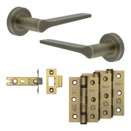 Complete Gio Door Handle Pack - Internal Doors - Antique Brass - By Frelan Hardware - JE-E3B-AB