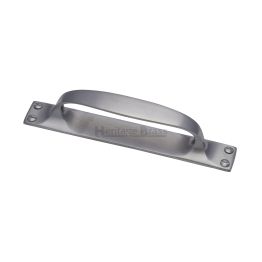 Heritage Brass Pull Handle on Plate Satin Chrome Finish