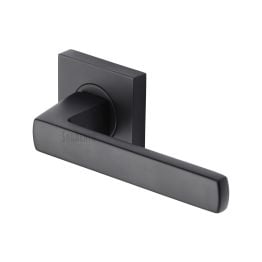 Sorrento Door Handle Lever Latch on Square Rose Axis Design Matt Black finish