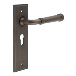 Highgate Door Handle Euro Backplate Dark Bronze - By Frelan Hardware - BUR35KIT89