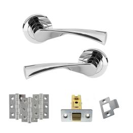 STATUS Colorado Door Handle Pack (Latch Set - 2.5" CE Latch, 3" Fire Rated Hinges x3) - Polished Chrome