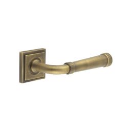 Highgate Door Handles Square Stepped Rose Antique Brass - By Frelan Hardware - BUR35KIT7