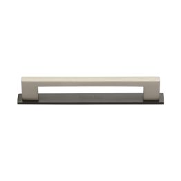 Heritage Brass Cabinet Pull Metro Design with Plate 128mm CTC Matt Bronze/Satin Nickel Finish