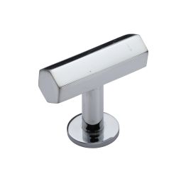 Heritage Brass Cabinet Knob Hexagon T-Bar Design with Rose 41mm Polished Chrome finish