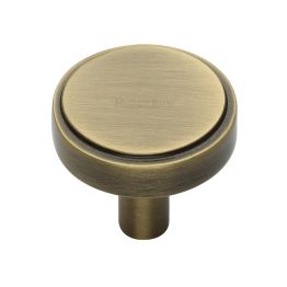 Heritage Brass Cabinet Knob Stepped Disc Design 38mm Antique Brass finish