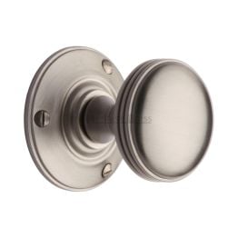 Heritage Brass Mortice Knob on Rose Richmond Design Satin Nickel finish