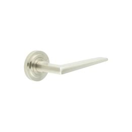Mayfair Door Handle on Stepped Rose Satin Nickel - By Frelan Hardware - BUR10KIT315